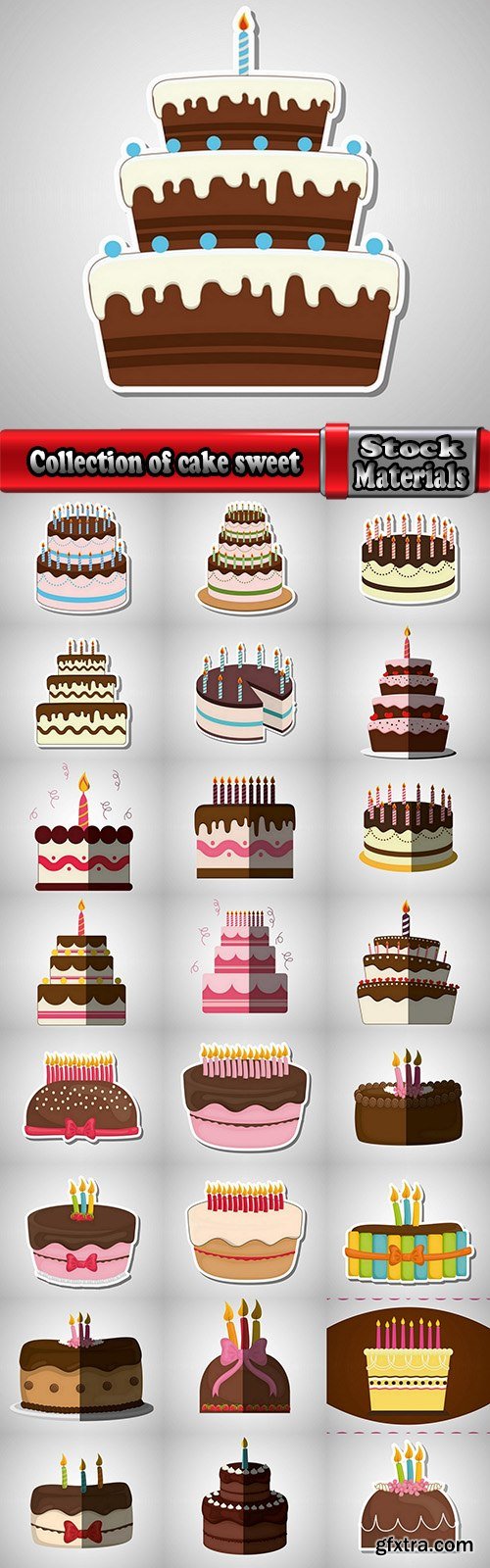 Collection of cake sweet pastry food pie 25 EPS