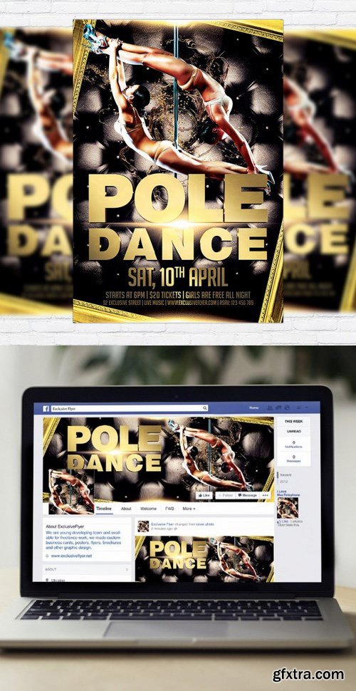 Pole Dance Night Flyer PSD Template + Facebook Cover