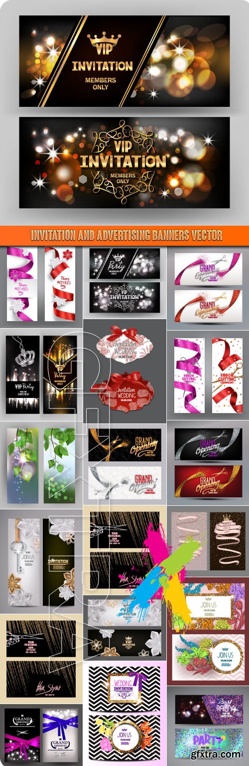 Invitation and advertising banners vector