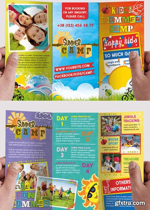 Kids Summer Camp Premium Tri-Fold PSD Brochure Template