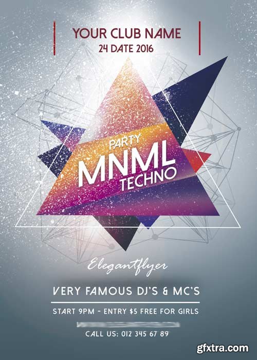 Minimal Party PREMIUM V5 Flyer PSD Template + Facebook Cover