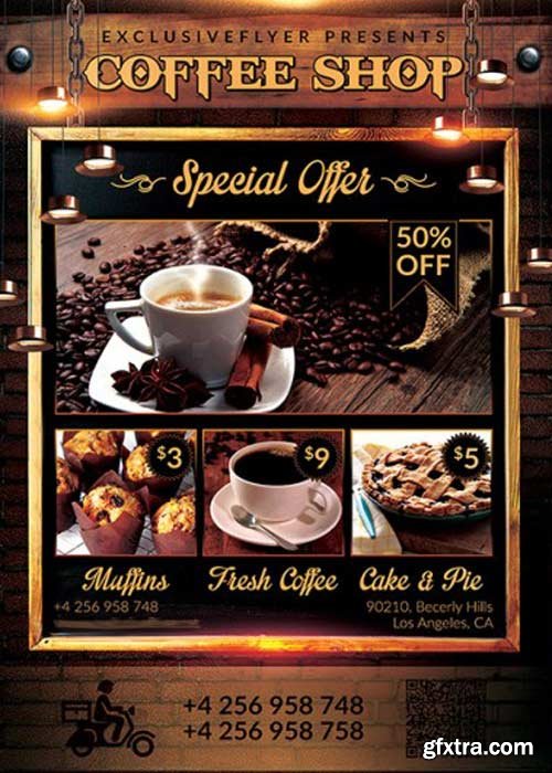 Coffee Shop V4 Premium PSD Flyer Template + Facebook Cover