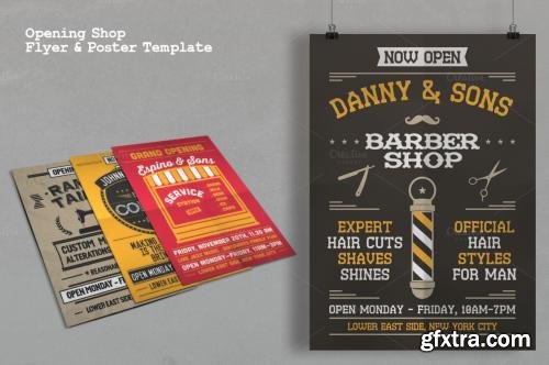 CreativeMarket Opening Shop Flyer & Poster Template 229180