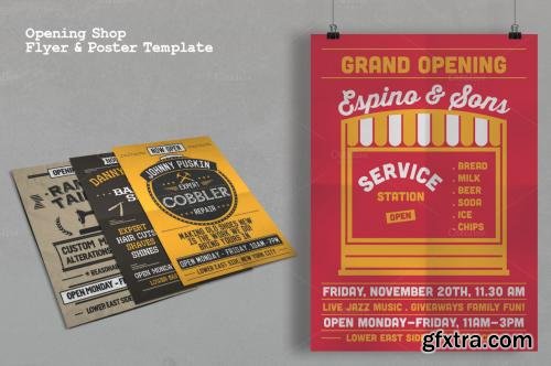 CreativeMarket Opening Shop Flyer & Poster Template 229180