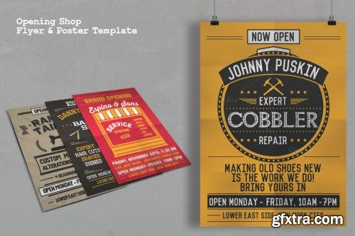 CreativeMarket Opening Shop Flyer & Poster Template 229180