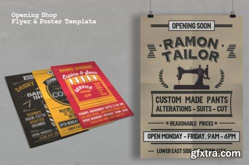 CreativeMarket Opening Shop Flyer & Poster Template 229180