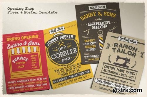 CreativeMarket Opening Shop Flyer & Poster Template 229180