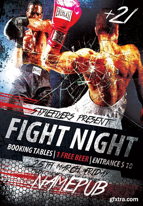 Fight Night PSD Flyer Template + Facebook Cover