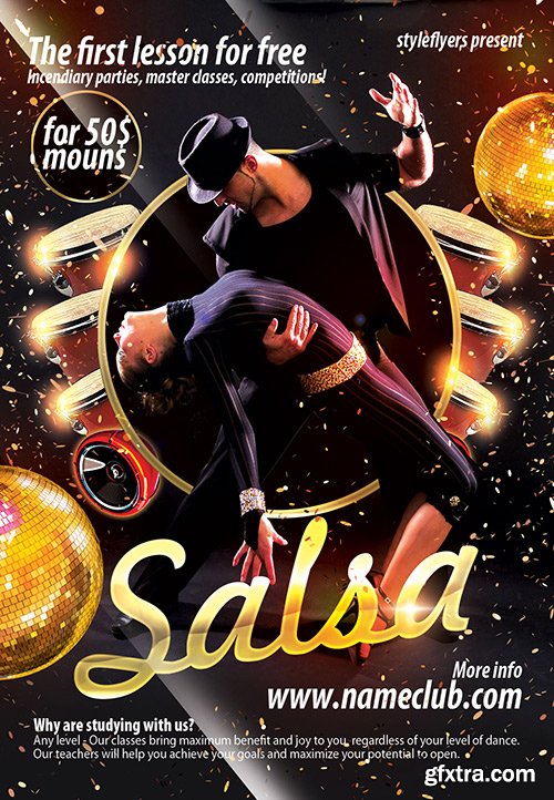 Salsa PSD Flyer Template + Facebook Cover