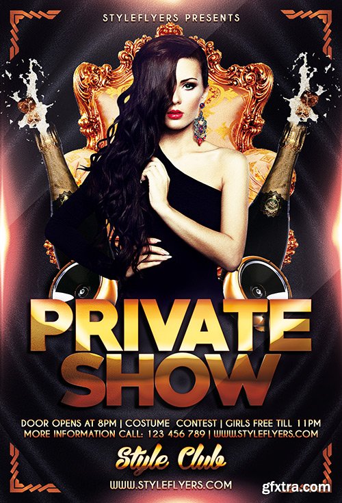 Private show PSD Flyer Template + Facebook Cover