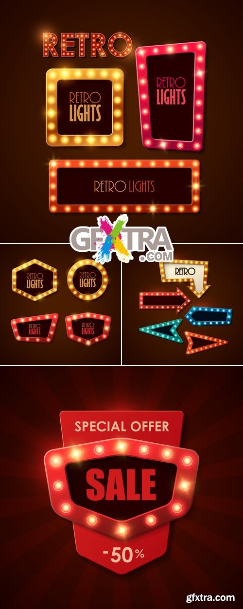 Neon Retro Banners Vector