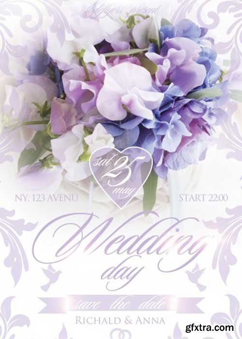 Wedding Day. Save the Date Flyer PSD Template + Facebook Cover