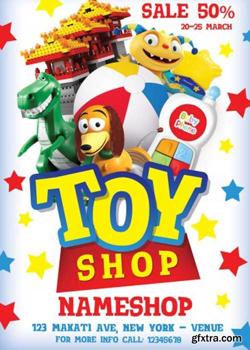 Toy Shop Flyer PSD Template + Facebook Cover