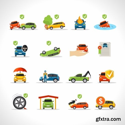 Collection toy car machine icon vector image 25 EPS