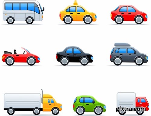 Collection toy car machine icon vector image 25 EPS