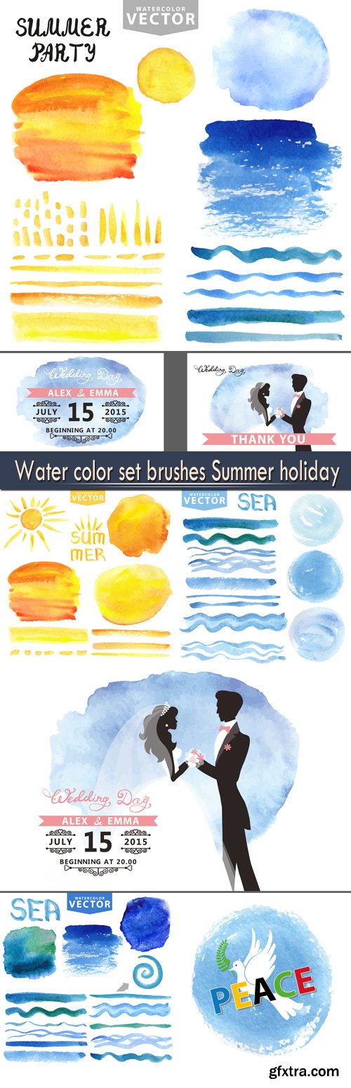 Water color set brushes Summer holiday