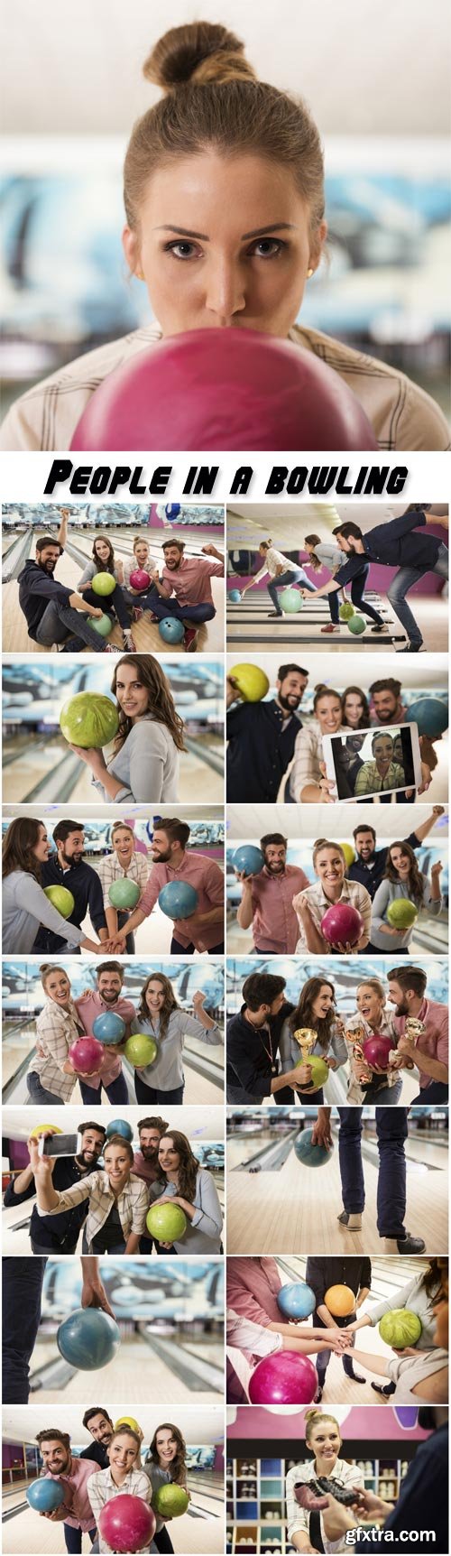 Young people in a bowling alley