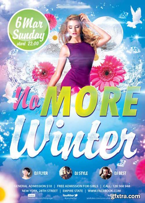 No More Winter party PSD Flyer Template+ Facebook Cover