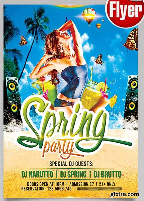 Spring Party V8 Flyer PSD Template + Facebook Cover