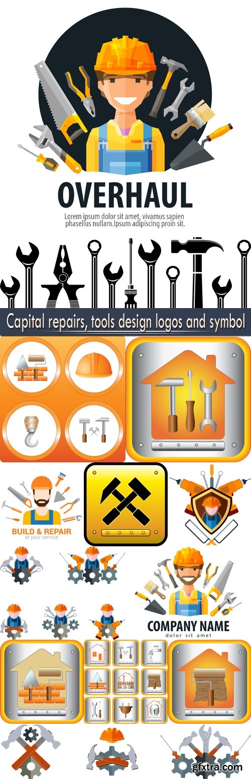 Capital repairs, tools design logos and symbol