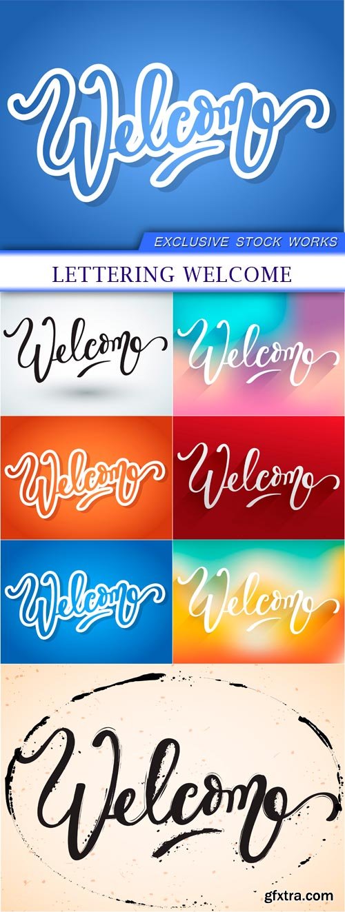 Lettering Welcome 7x EPS