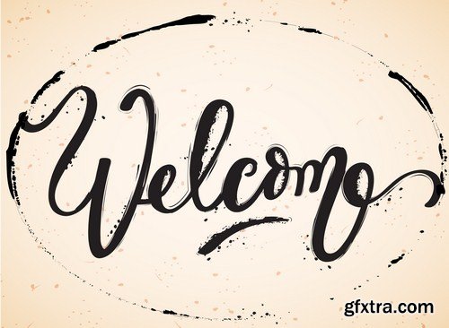 Lettering Welcome 7x EPS