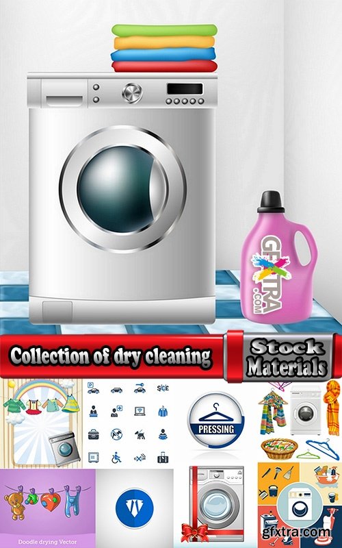 Collection of dry cleaning dry cleaning washing machine vector image 25 EPS