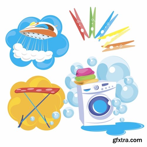 Collection of dry cleaning dry cleaning washing machine vector image 25 EPS