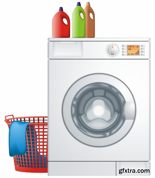 Collection of dry cleaning dry cleaning washing machine vector image 25 EPS