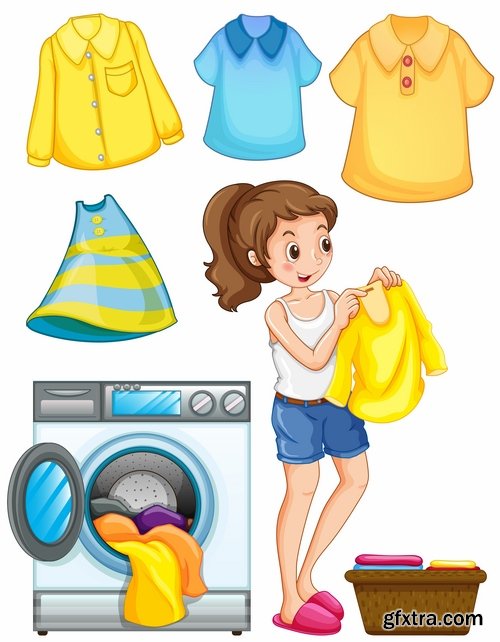 Collection of dry cleaning dry cleaning washing machine vector image 25 EPS