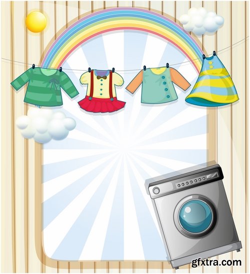 Collection of dry cleaning dry cleaning washing machine vector image 25 EPS