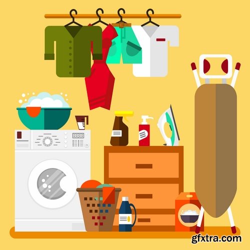 Collection of dry cleaning dry cleaning washing machine vector image 25 EPS