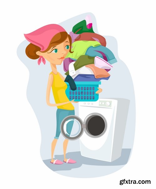 Collection of dry cleaning dry cleaning washing machine vector image 25 EPS