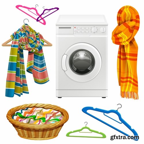 Collection of dry cleaning dry cleaning washing machine vector image 25 EPS