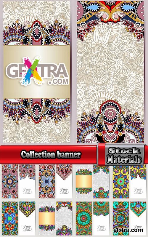 Collection banner flyer template ethnicity calligraphic drawing decoration 2-25 EPS