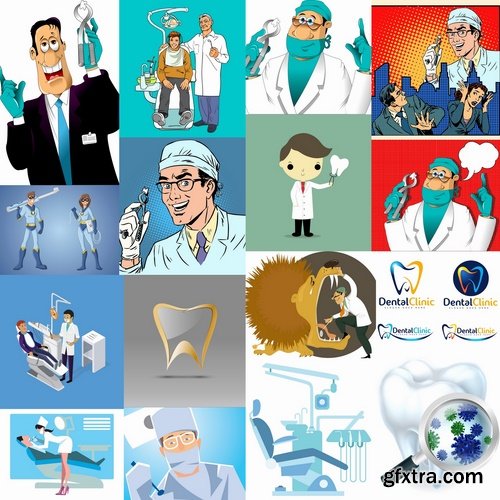 Collection dentist tooth treatment icon illustration 25 EPS