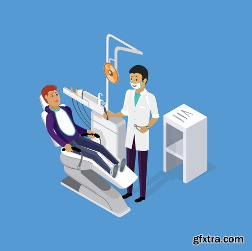 Collection dentist tooth treatment icon illustration 25 EPS