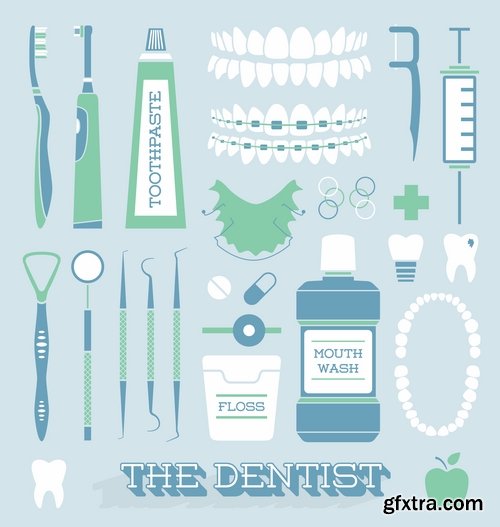 Collection dentist tooth treatment icon illustration 25 EPS