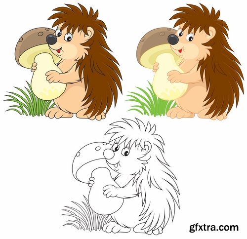 Collection hedgehog cartoon vector image 25 EPS