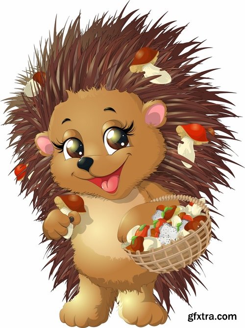 Collection hedgehog cartoon vector image 25 EPS