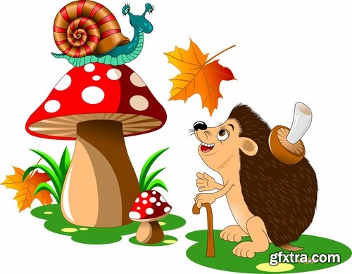 Collection hedgehog cartoon vector image 25 EPS