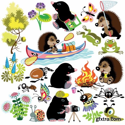 Collection hedgehog cartoon vector image 25 EPS