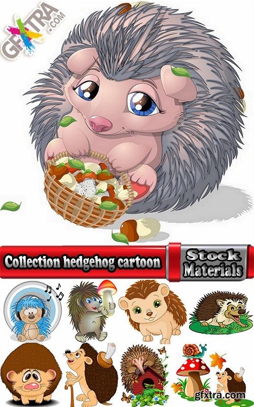 Collection hedgehog cartoon vector image 25 EPS