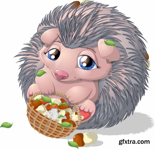 Collection hedgehog cartoon vector image 25 EPS