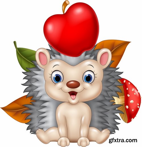 Collection hedgehog cartoon vector image 25 EPS