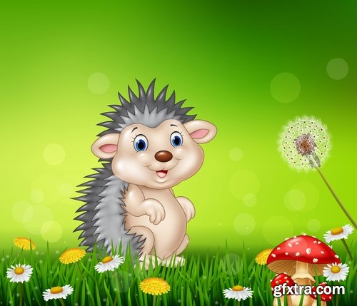 Collection hedgehog cartoon vector image 25 EPS