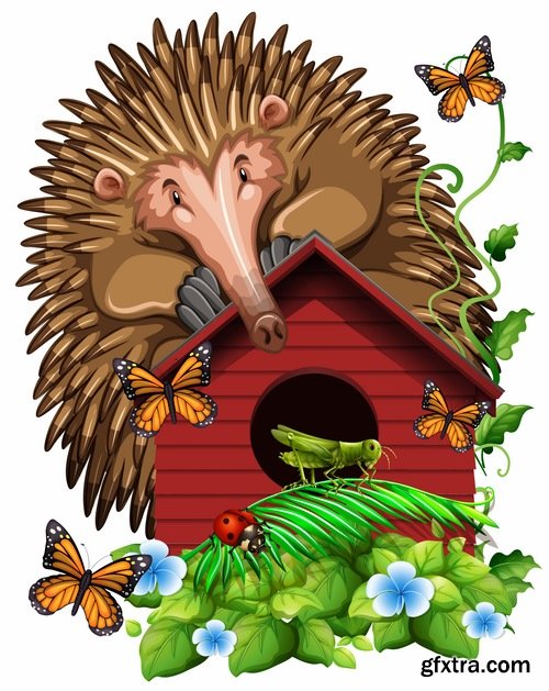 Collection hedgehog cartoon vector image 25 EPS