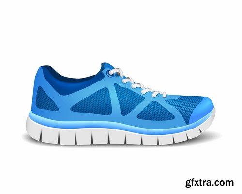 Collection of fitness equipment sports athletic trainer sneaker icon 25 EPS