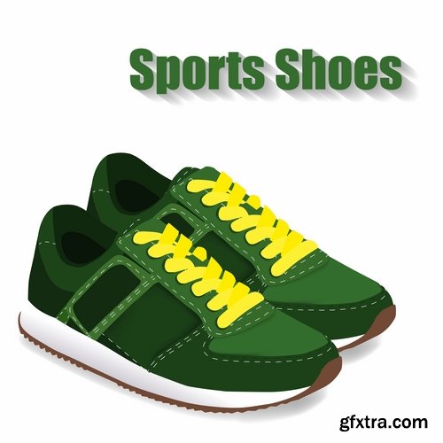 Collection of fitness equipment sports athletic trainer sneaker icon 25 EPS