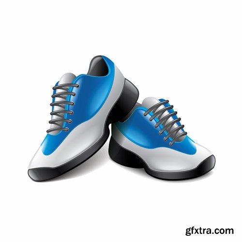 Collection of fitness equipment sports athletic trainer sneaker icon 25 EPS